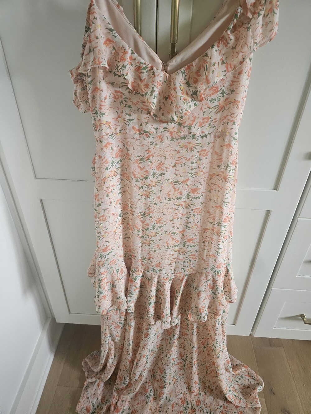 Astr Floral Ruffle Wrap Maxi Dress - Peach Pink - Picture 3 of 4